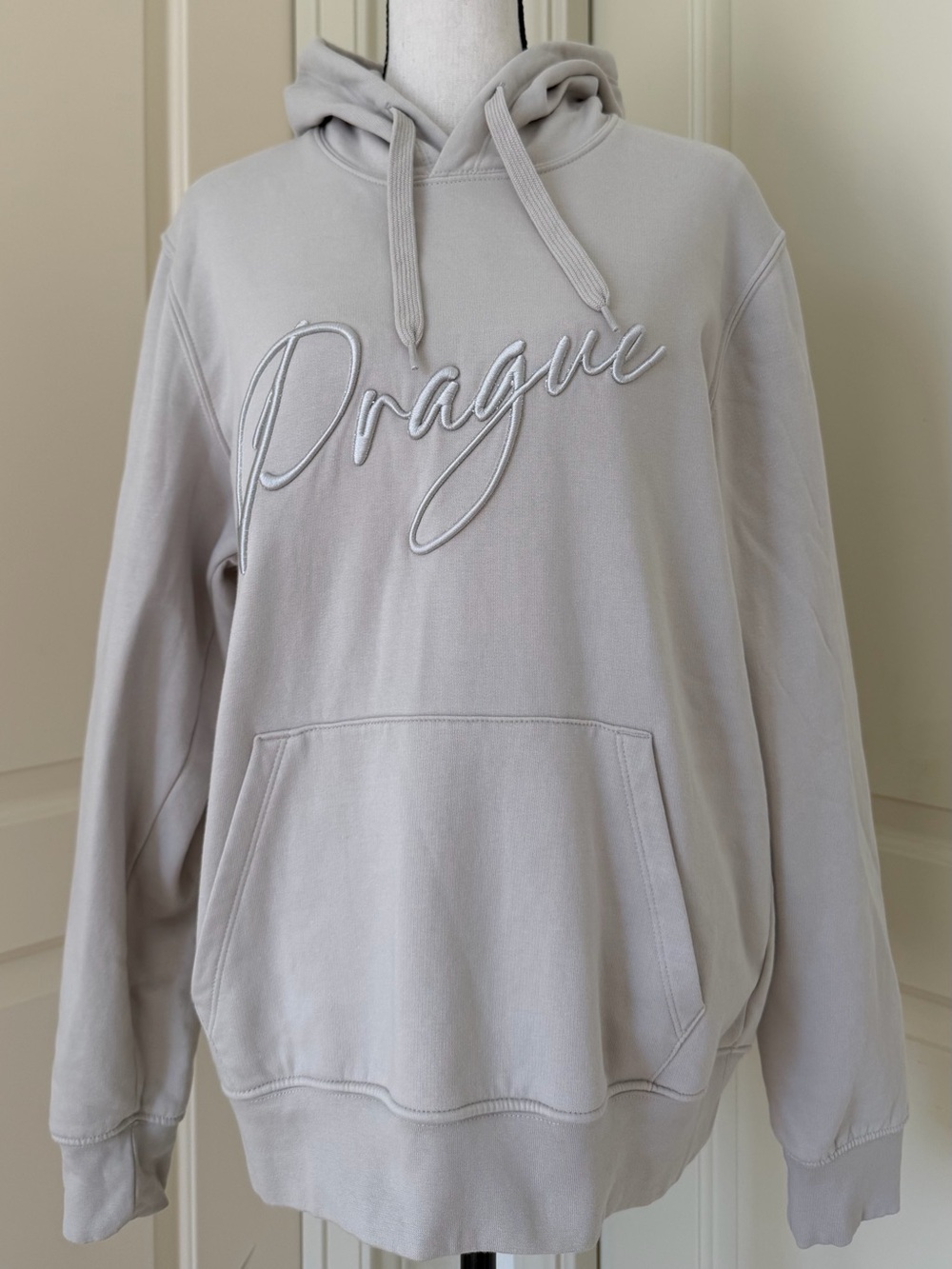 Prague Embroidered Light Gray Hoodie